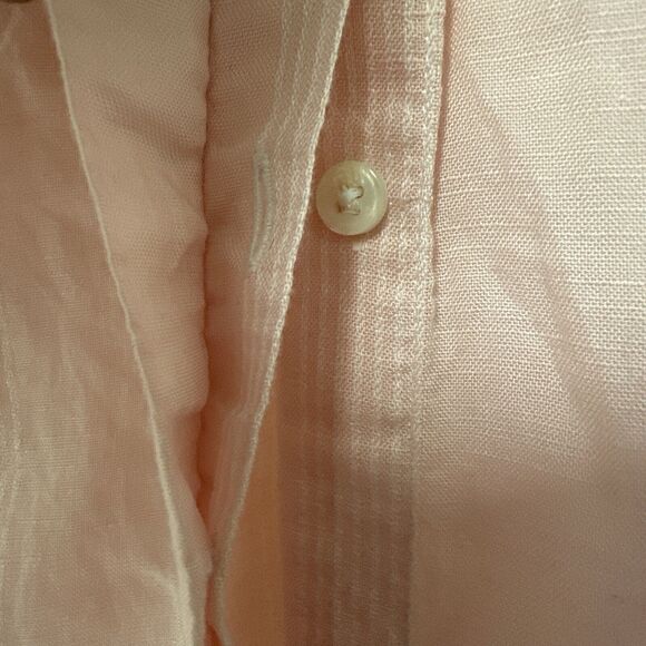 Untuckit Kathryn Women Size 2 Linen Blend Button Front Long Sleeve Shirt Pink - Picture 6 of 11